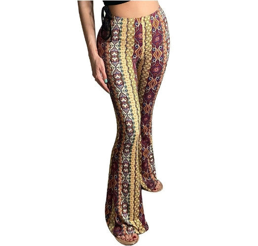 Phoebe Delvaine | Boho Print Flare Trousers For Women