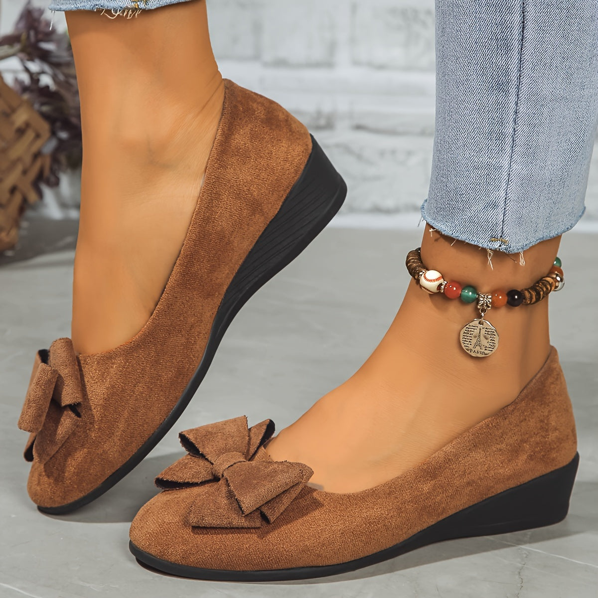 Lucinda Hartbourne | Black Bow Detail Ballet Flats Slip-On