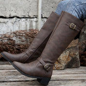 Genevieve Astor | Knee-High Buckle Riding Boots For Women
