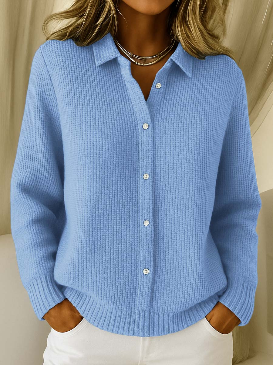 Nadège Villarcourt | Blue Button-Up Knit Cardigan