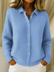 Nadège Villarcourt | Blue Button-Up Knit Cardigan