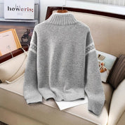 Adele Winters | Turtleneck Contrast Knit Sweater For Women