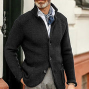 Wade Belham | Stand Collar Knit Cardigan Jacket For Men