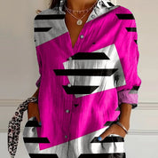Vera Montcliffe | Geometric Color Block Long Sleeve Shirt For Women