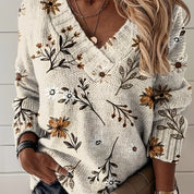 Naomi Beckwith | Floral V-Neck Sweater For Women