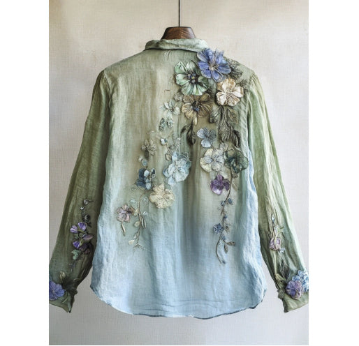 Rosalie Fontanel | Floral Print V-Neck Blouse For Women
