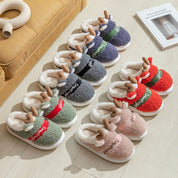 Jingle Paws | Red Reindeer Antler Christmas Slippers For Women