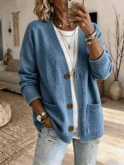 Aurora Pendleton | Oversized V-Neck Button Knit Cardigan For Women