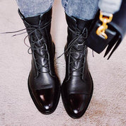 Madeleine Voscroft | Black Lace-Up Ankle Boots For Women