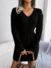 Margot Delahaye | Cable-Knit Peplum Sweater Mini Dress For Women