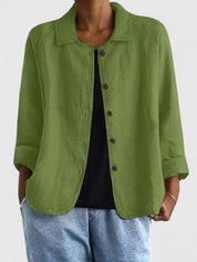Théodora Wentbridge | Pink Linen-Blend Button-Front Shirt