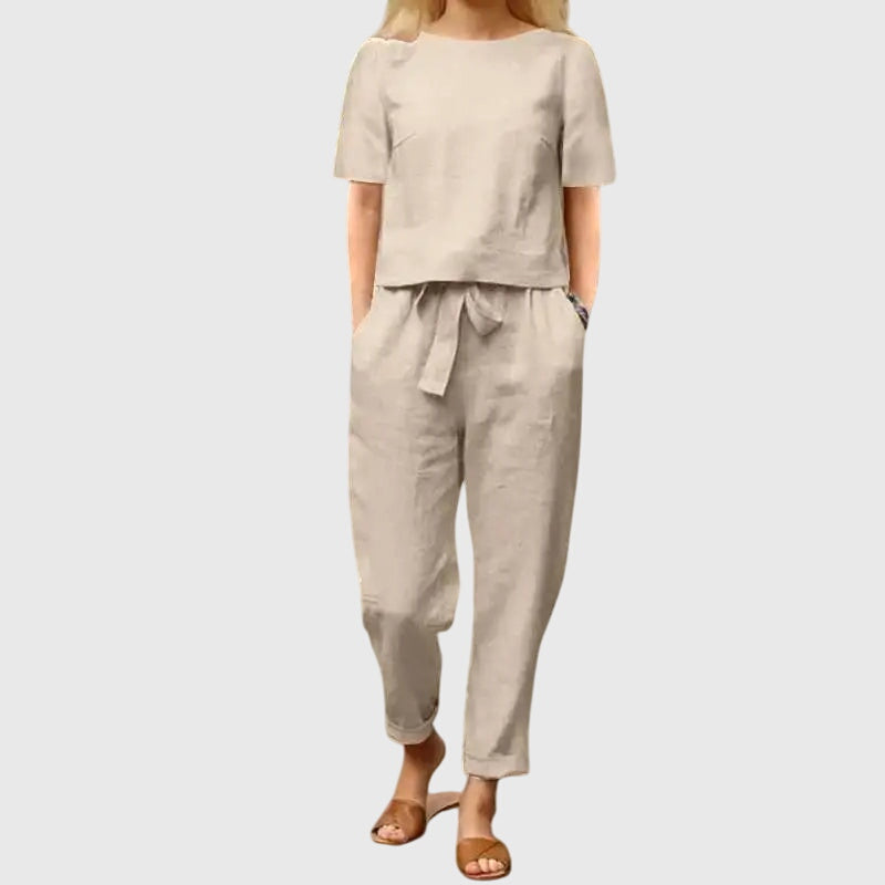 Nadine Bellefleur | Navy Linen-Look Co-Ord Short Sleeve Set