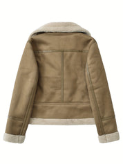 Noelle Dumont | Shearling Belted Leather Jacket For Women