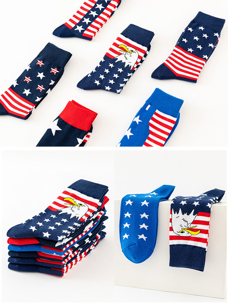 Sylvie Esterhazy | Flag Print Veterans Day Crew Socks Five Pack Unisex & Couples