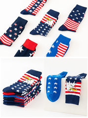 Sylvie Esterhazy | Flag Print Veterans Day Crew Socks Five Pack Unisex & Couples