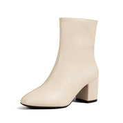 Celine Ardoin | White Patent Mid-Calf Boots For Women