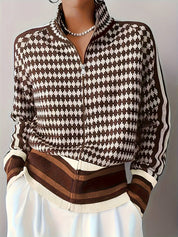 Ines Vasseur | Houndstooth Zip-Front Sweater For Women