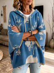 Isadora Beaulieu | Floral Hooded Cape Sweater For Women