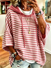Corinne Halstead | Striped Hooded Pullover Hoodie For Women