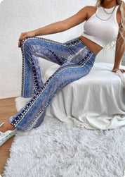Phoebe Delvaine | Boho Print Flare Trousers For Women