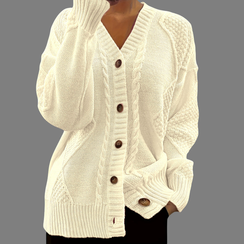 Clara Bennington | Cable-Knit Button-Front Cardigan For Women
