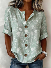 Antonella Marchese | Embroidered Floral Button-Up Blouse For Women