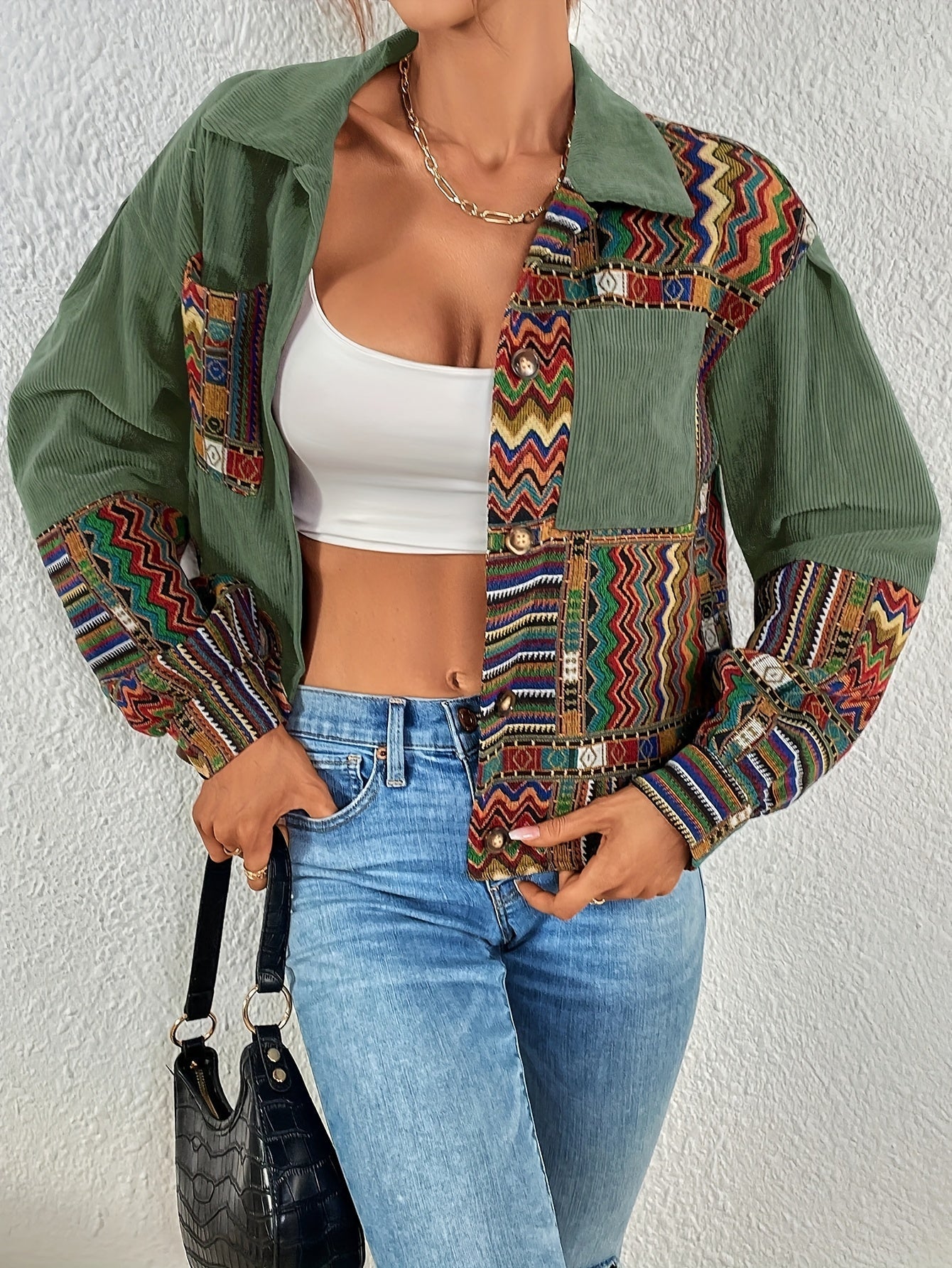 Juliette Renard | Corduroy Patchwork Jacket For Women