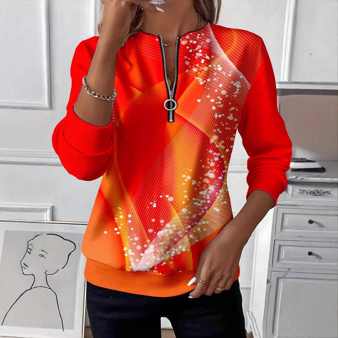 Renée Wentfield | Abstract Print Quarter-Zip Sweatshirt For Women