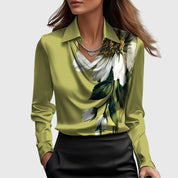 Isabelle Voncourt | Satin Cowl-Neck Blouse in Champagne