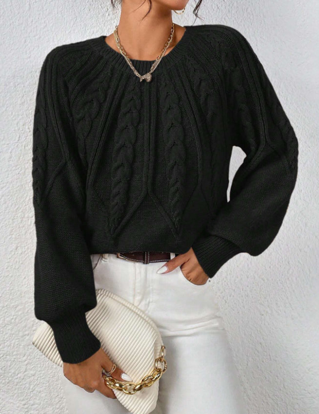 Rosalie Thornbury | Cable-Knit Crew Neck Sweater For Women