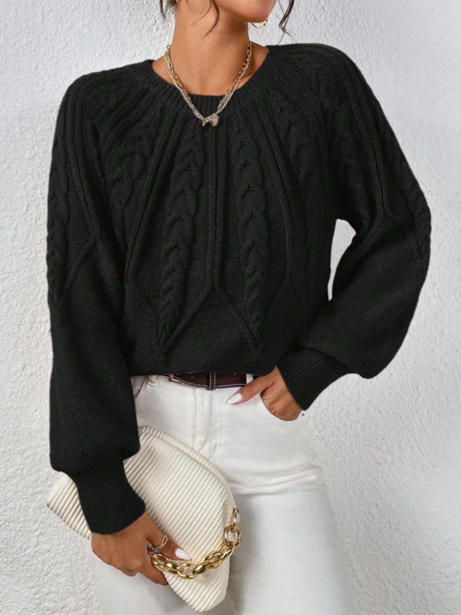 Rosalie Thornbury | Cable-Knit Crew Neck Sweater For Women