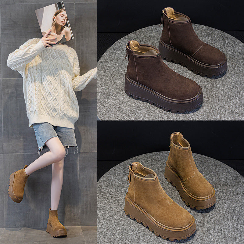 Solène Duvernay | Suede Platform Ankle Boots For Women