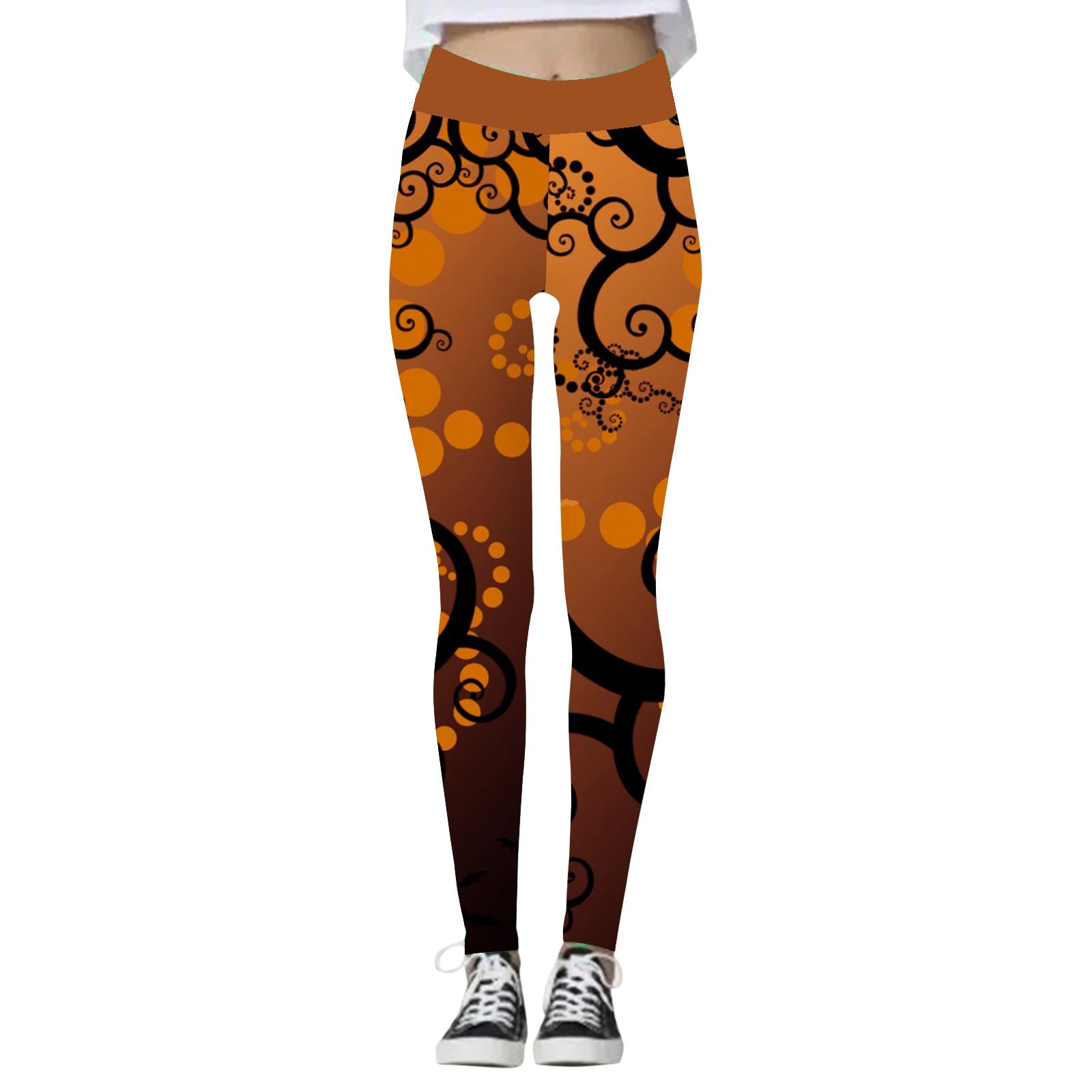 Black Cat Society | Skull & Pumpkin Halloween Leggings For Women
