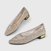 Arabella Kensington | Gold Lace Orthopedic Flat Loafers