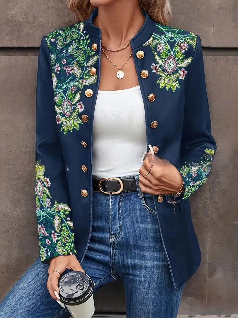 Celestine Armagnac | Floral Embroidered Blazer Jacket For Women