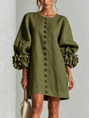 Blakely Fenwell | Ruffle Sleeve Button Mini Dress For Women