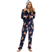 Cocoa Cuddle | Grey Penguin Print Christmas Pyjamas For Women