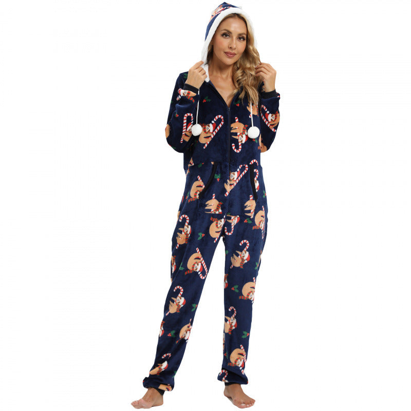Cocoa Cuddle | Grey Penguin Print Christmas Pyjamas For Women