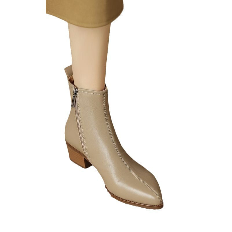 Adele Montrose | Pointed-Toe Ankle Boots With Side Zipper For Women