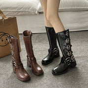 Josephine Laurent | Buckle Knee-High Western Boots For Women