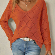 Camryn Ashwood | Openwork V-Neck Sweater For Women