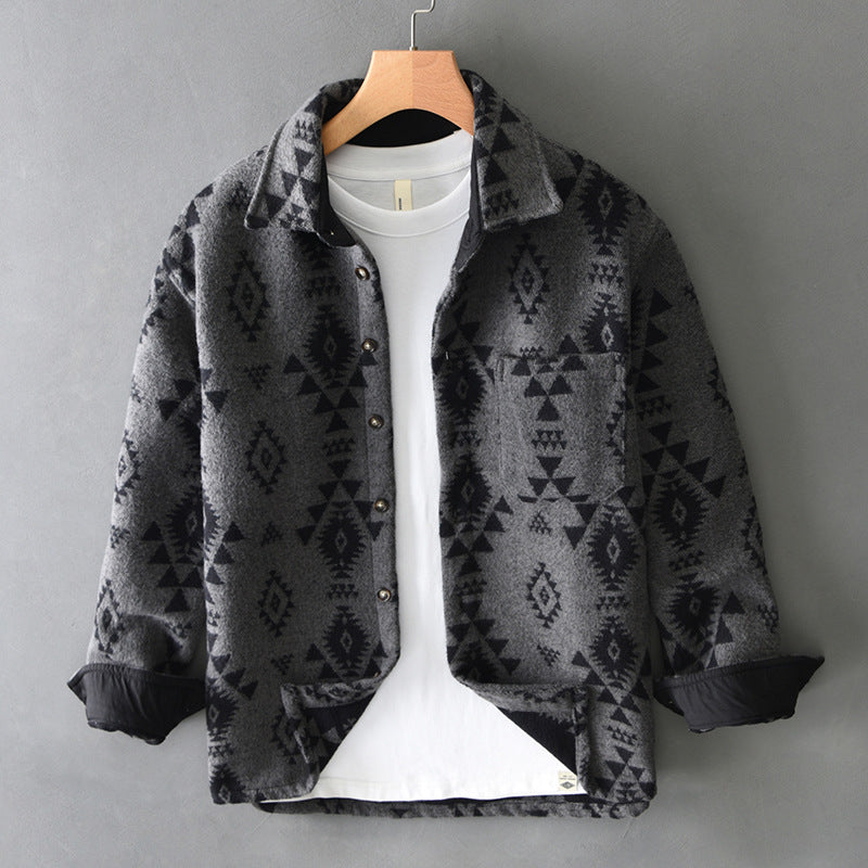 Wells Prescroft | Geometric Jacquard Shirt Jacket For Men