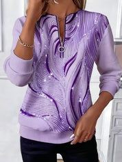 Charlotte Dubois | Abstract Print Half-Zip Top For Women