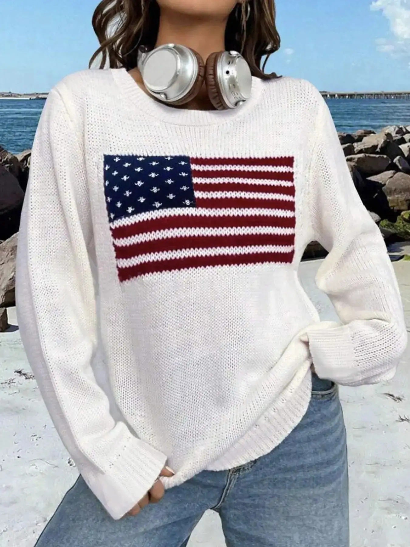 Piper Wentworth | Union Jack Oversized Knit Sweater For Women