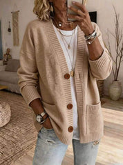 Aurora Pendleton | Oversized V-Neck Button Knit Cardigan For Women