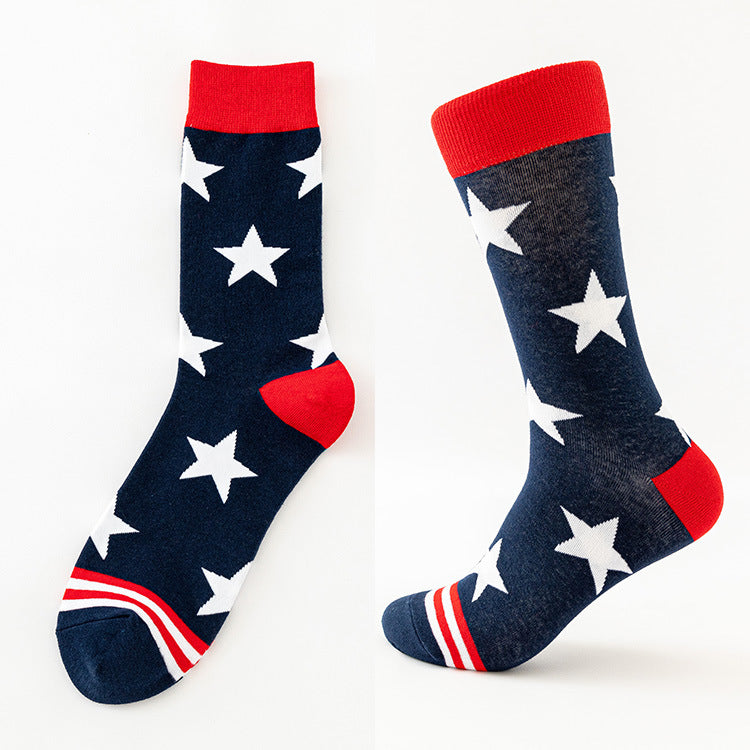 Sylvie Esterhazy | Flag Print Veterans Day Crew Socks Five Pack Unisex & Couples