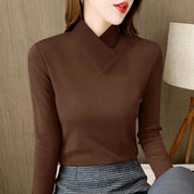 Lou Braydale | Crossover V-Neck Turtleneck Top For Women