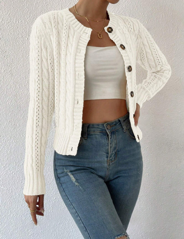 Rosalind Sinclair | Cable Knit Button-Front Cardigan For Women