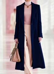 Effie Evercombe | Long Lapel Wool-Look Coat For Women