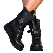Isabelle Charron | Purple Chunky Combat Boots For Women